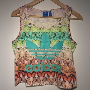adidas Originals X FARM Womens Borbofresh Butterfly Trefoil Print Crop Tank Vest